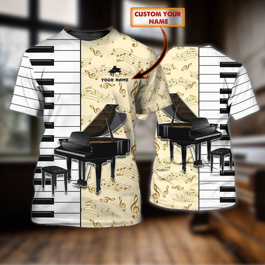 Personalized Love Piano T Shirt, 3D All Over Printed Piano Shirt, Gift For Piano Lovers TO0732