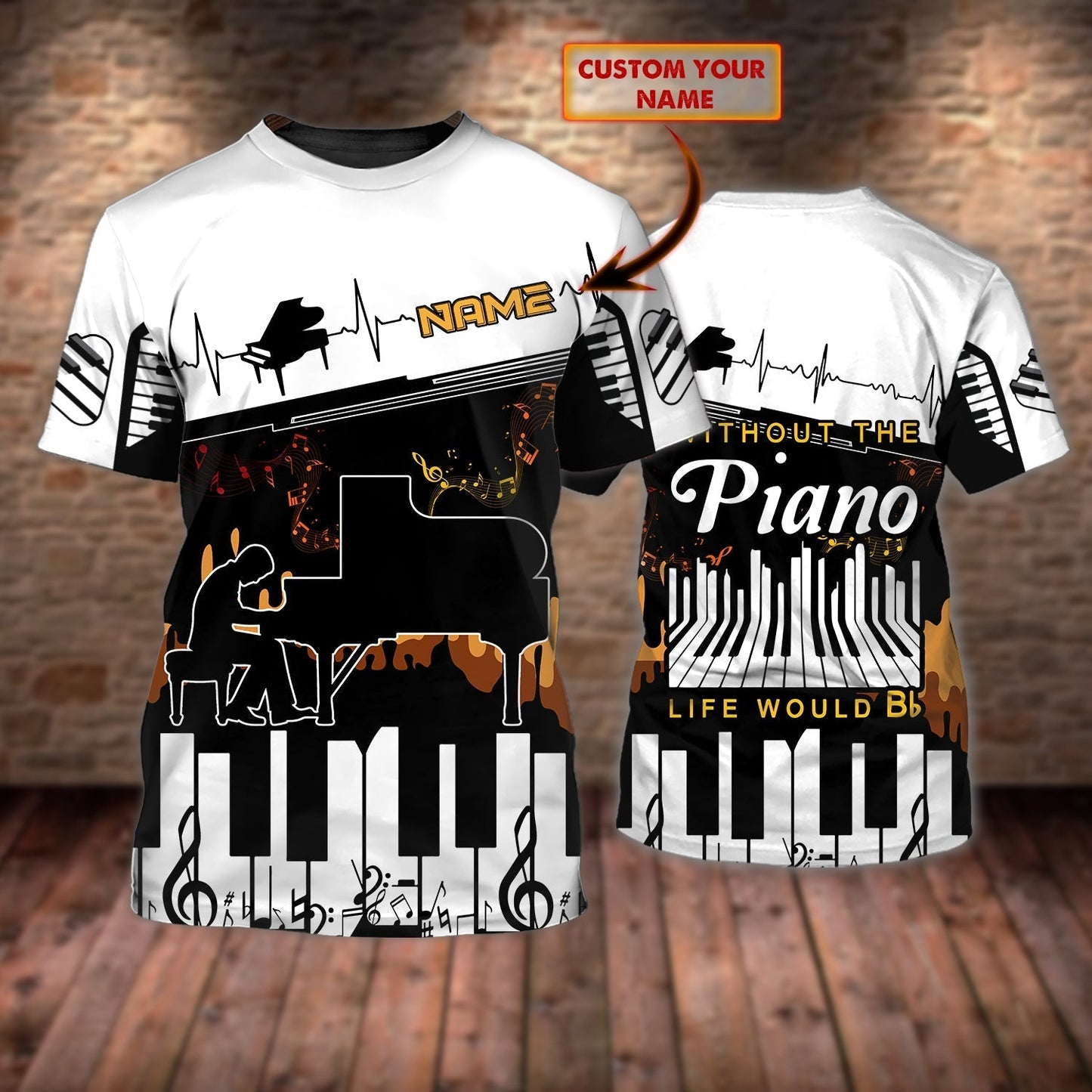 Personalized Piano Tshirt Full Print, Playing Piano Shirts, 3D Men'S Piano Tshirt, Pianist Shirts TO0729