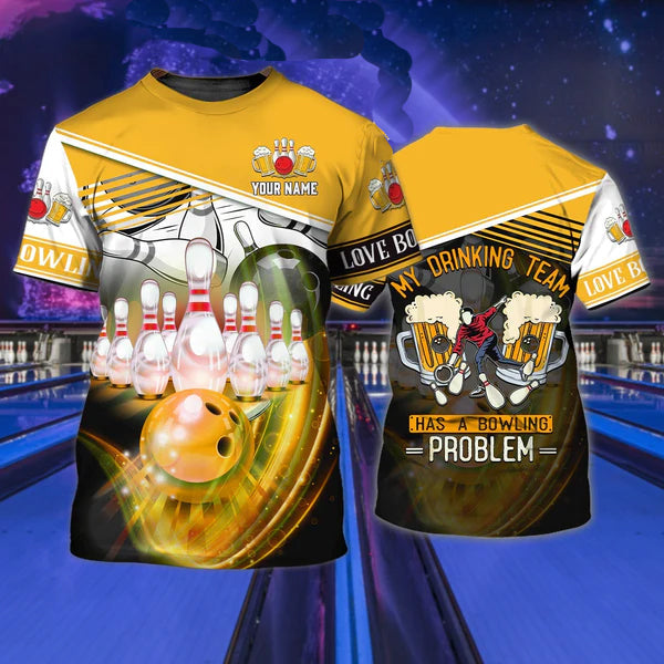 Personalized 3D All Over Print Bowling T Shirt, Bowling And Beer, Gift For Bowling Lovers, Bowling Shirts TO0763
