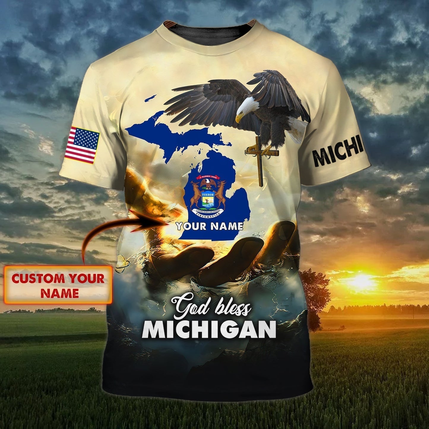 Personalized God Bless Michigan T Shirt Michigan Shirt Gift For Christian Michigan Shirts TO1443