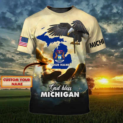 Personalized God Bless Michigan T Shirt Michigan Shirt Gift For Christian Michigan Shirts TO1443