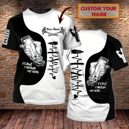 Custom Name 3D All Over Printed T Shirt For Barber Man, Christmas Gift For Barber Man, Barber Shirts For Him TO0653