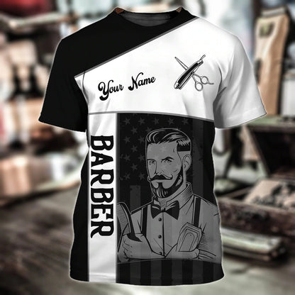 Personalized Skull Barber Tshirt, 3D Full Printed Barber Skull Shirts For Him, Gift To Barber Man TO0656