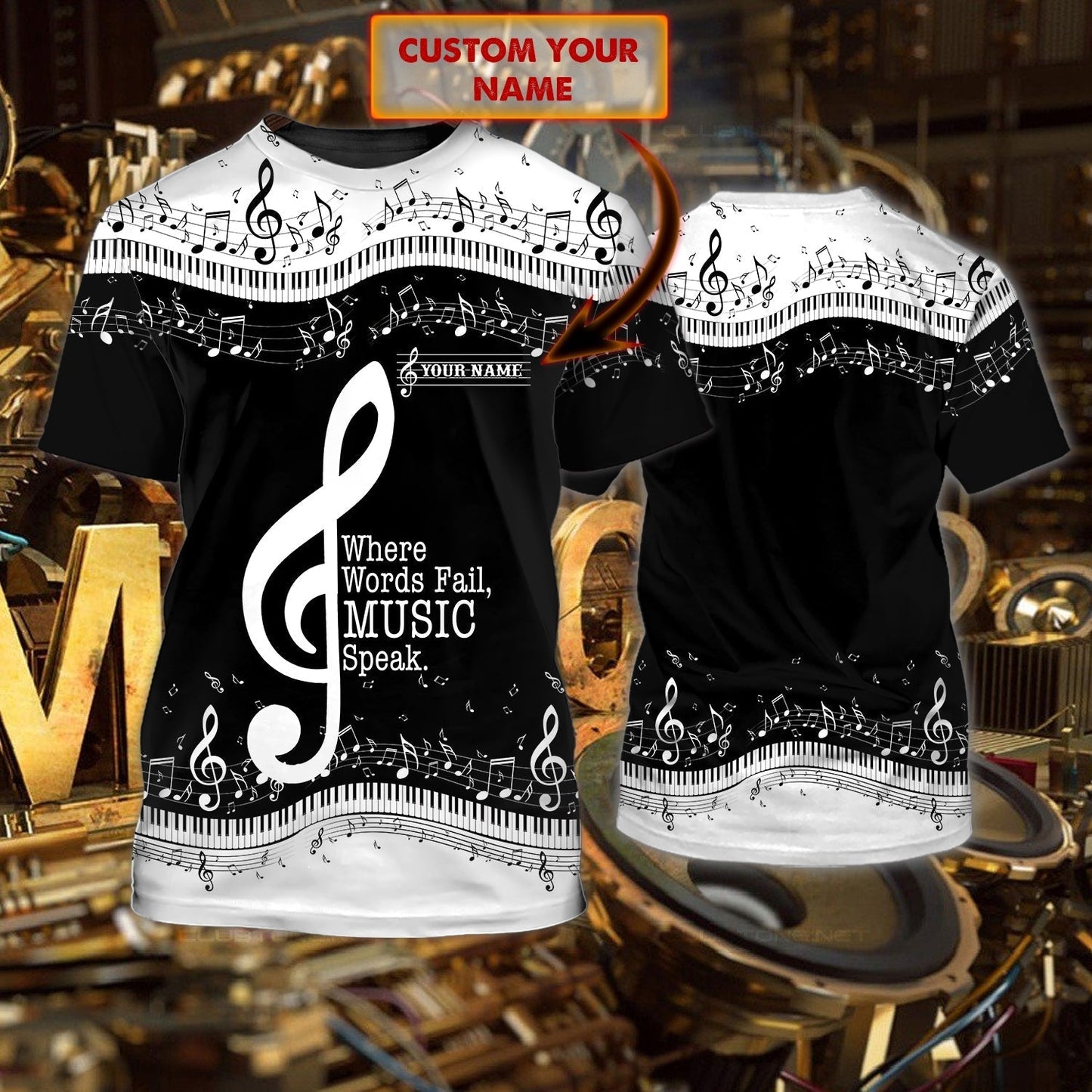 Personalized Beautifull 3D Piano T Shirt For Men And Women, Where Words Fall Music Speak, Music Lover Shirts TO0734