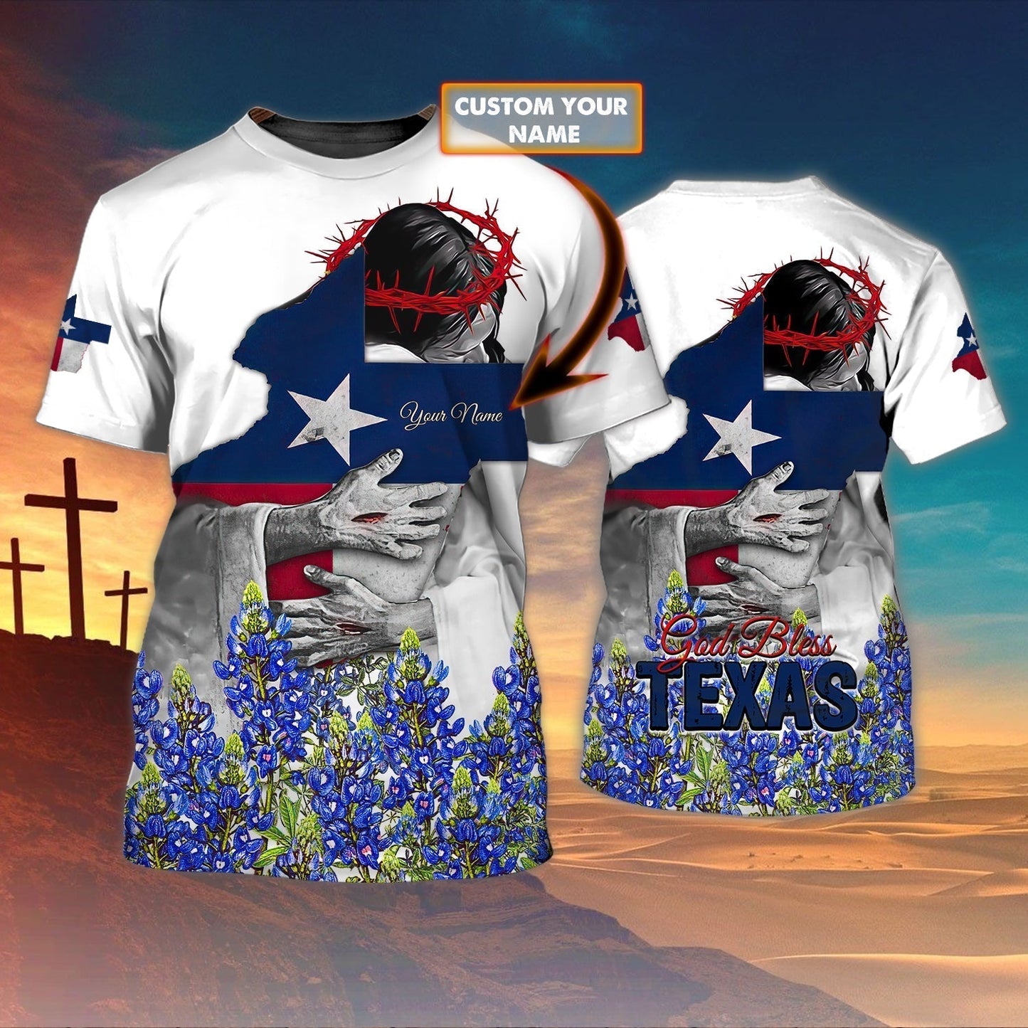 Customized God Bless Texas Bluebonnet T Shirt Texas Shirt Gift For Christian T Shirt TO1453