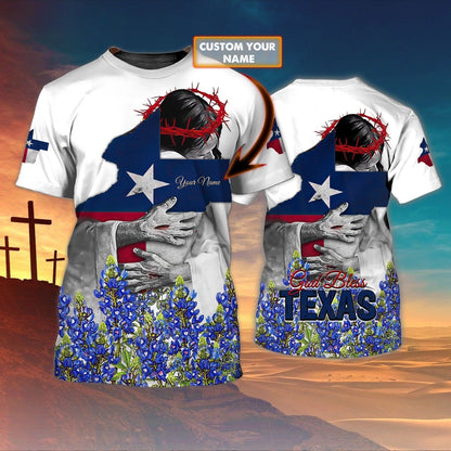 Customized God Bless Texas Bluebonnet T Shirt Texas Shirt Gift For Christian T Shirt TO1453