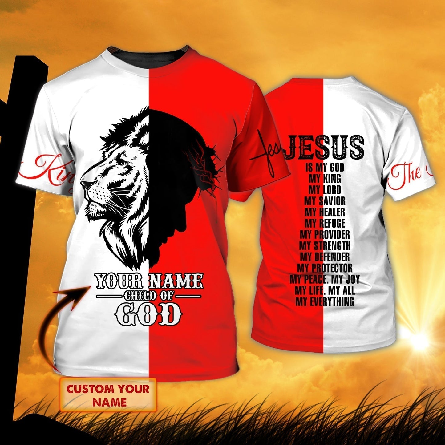 Custom Name Child Of God T Shirt God And Lion T Shirt Gift For Christian T Shirt TO1456