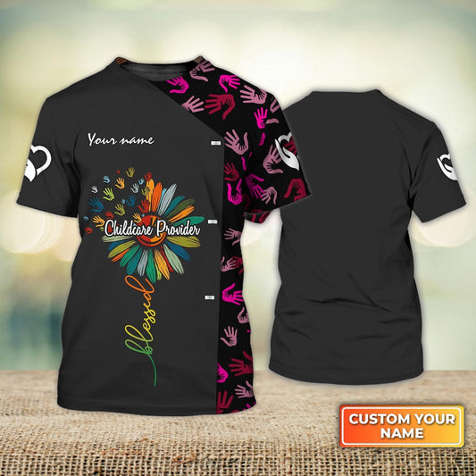 Custom 3D T Shirt For Child Care Worker Child Day Care Provider Gift Clasped Hands Color Unifom TO1266