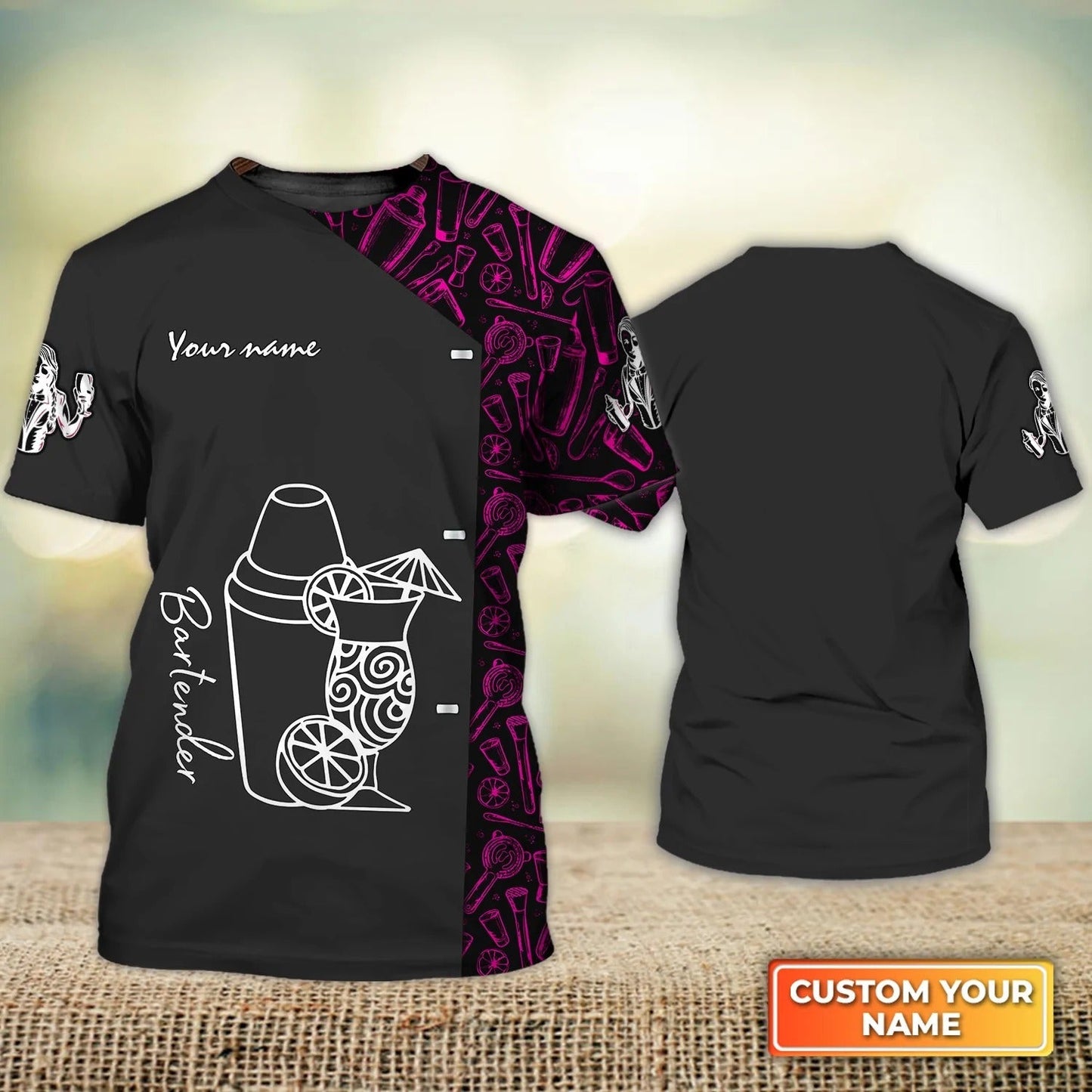 Personalized Black Bartender Shirts Men Women Bartender Uniform Present To Bartender TO1363