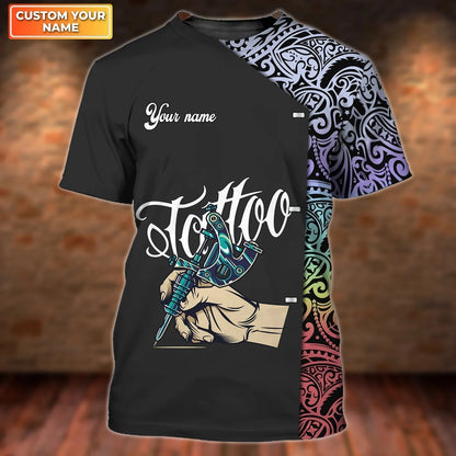 Custom 3D Tattoo Shirt Men, Tattoo Shop Uniform, Tattoo Lover Tshirt, Gift For A Tattoo Artist TO2640
