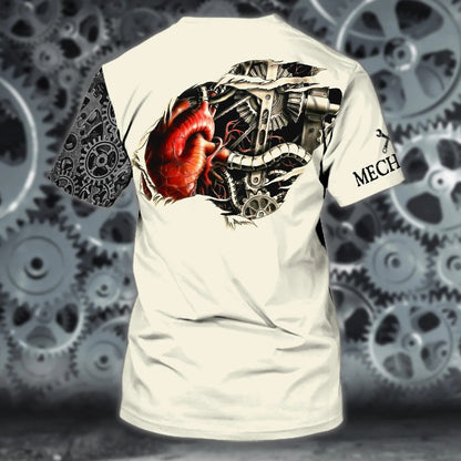 Custom Mechanic Skull T Shirt 3D All Over Print, Men Mechanical Shirt, Mechanic Dad Shirt, Mechanic Gifts TO2610