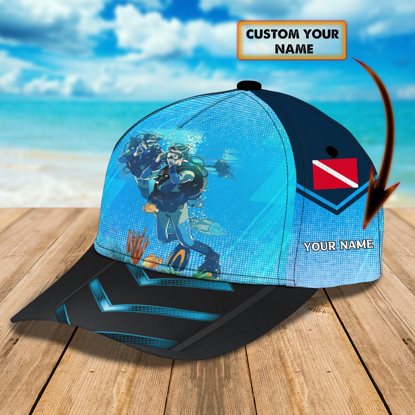 3D Classic Cap Personalized Classic Cap Scuba Diving Lasfour CA2034