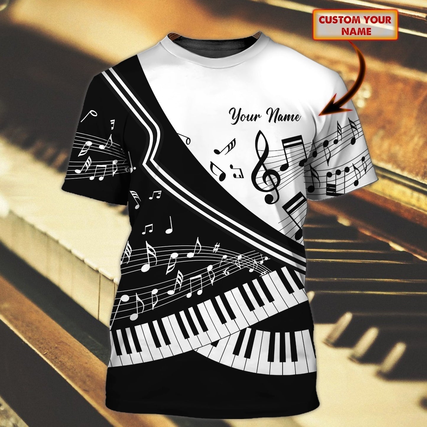 Personalized Piano Lover 3D All Over Print T Shirt, Gift For Piano Lovers, Musican Piano Sublimation Shirts TO0603