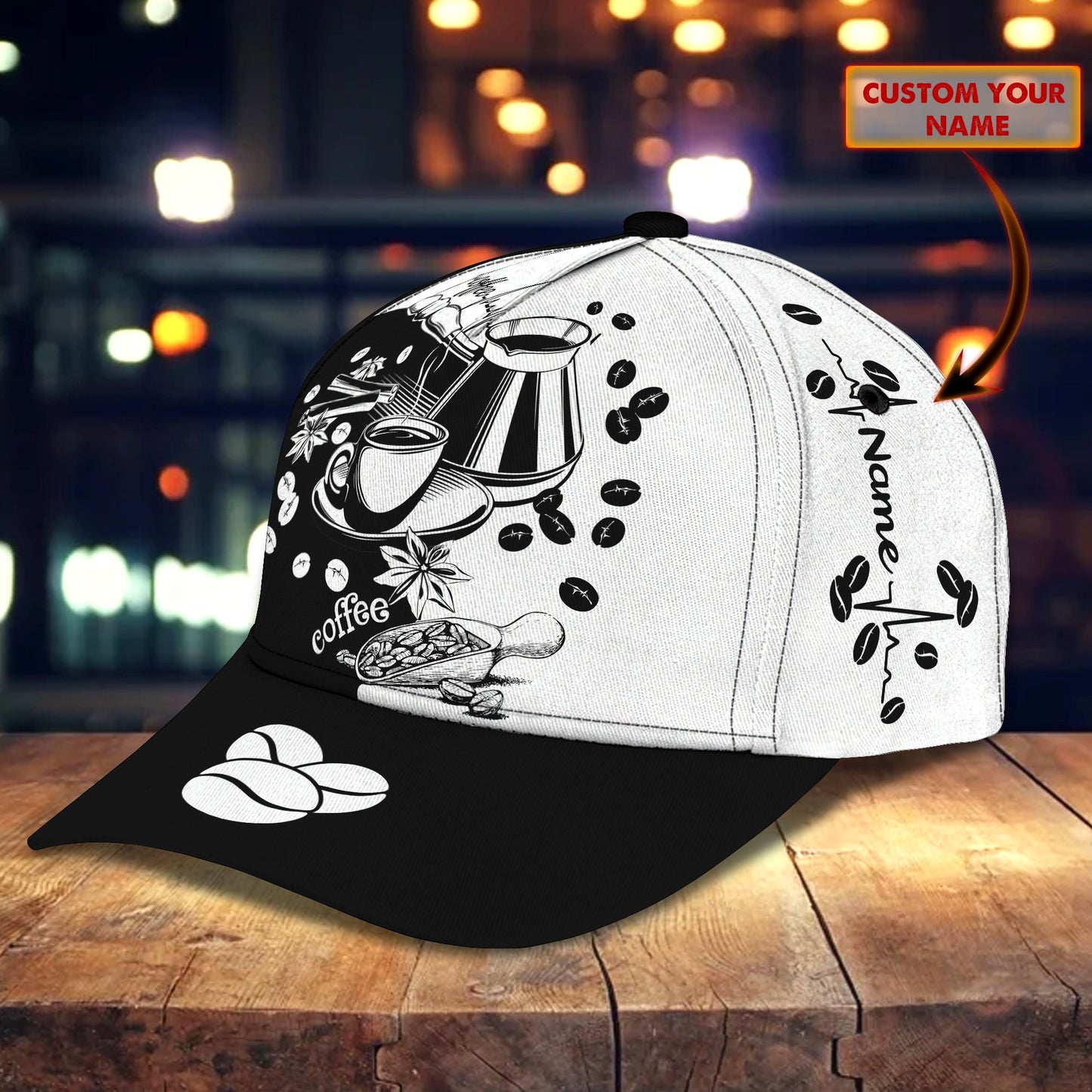 3D Classic Cap Coffee Personalized Name Cap Lasfour CA2221