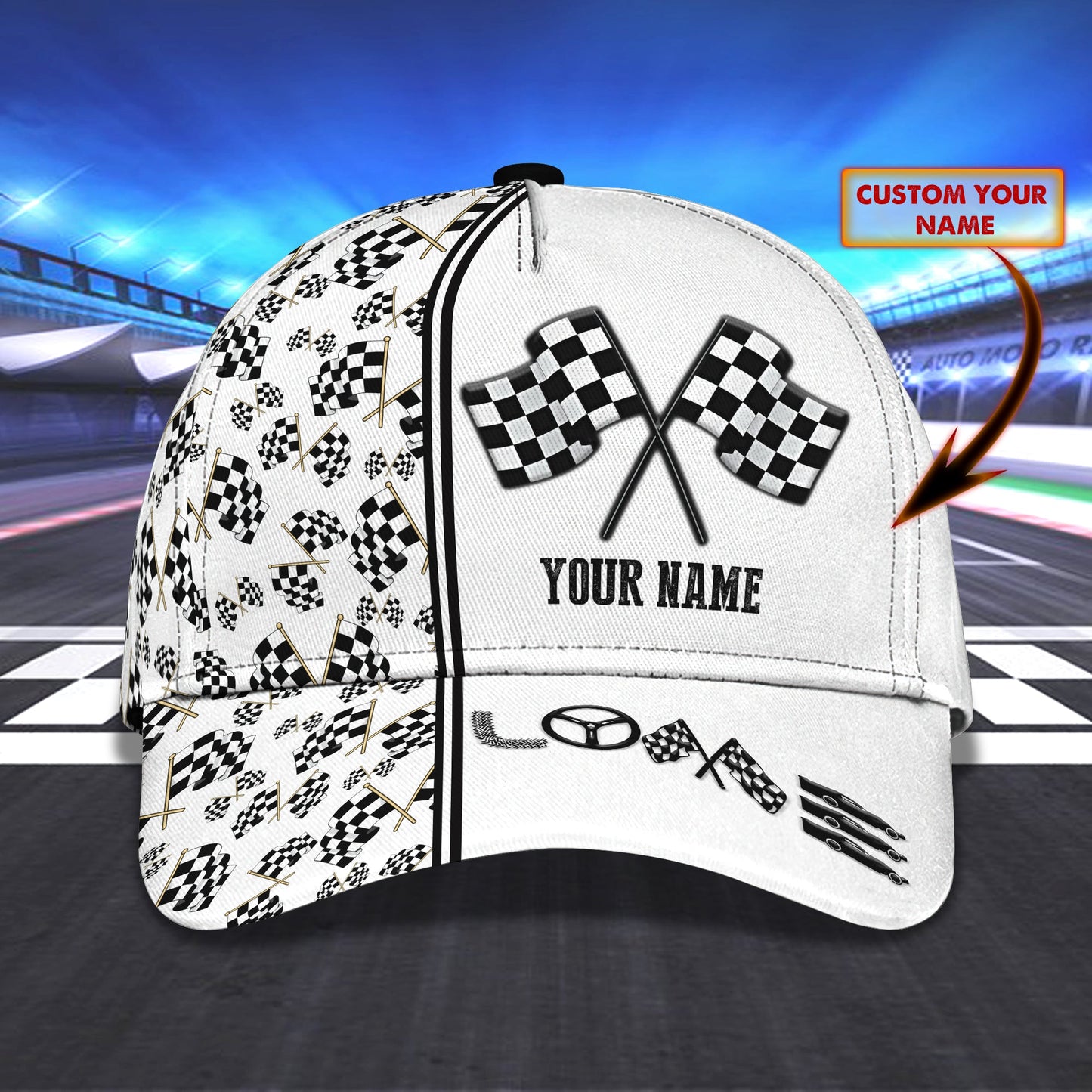3D Classic Cap Dirt Track Racing Personalized Name Cap 75 Lasfour CA1324