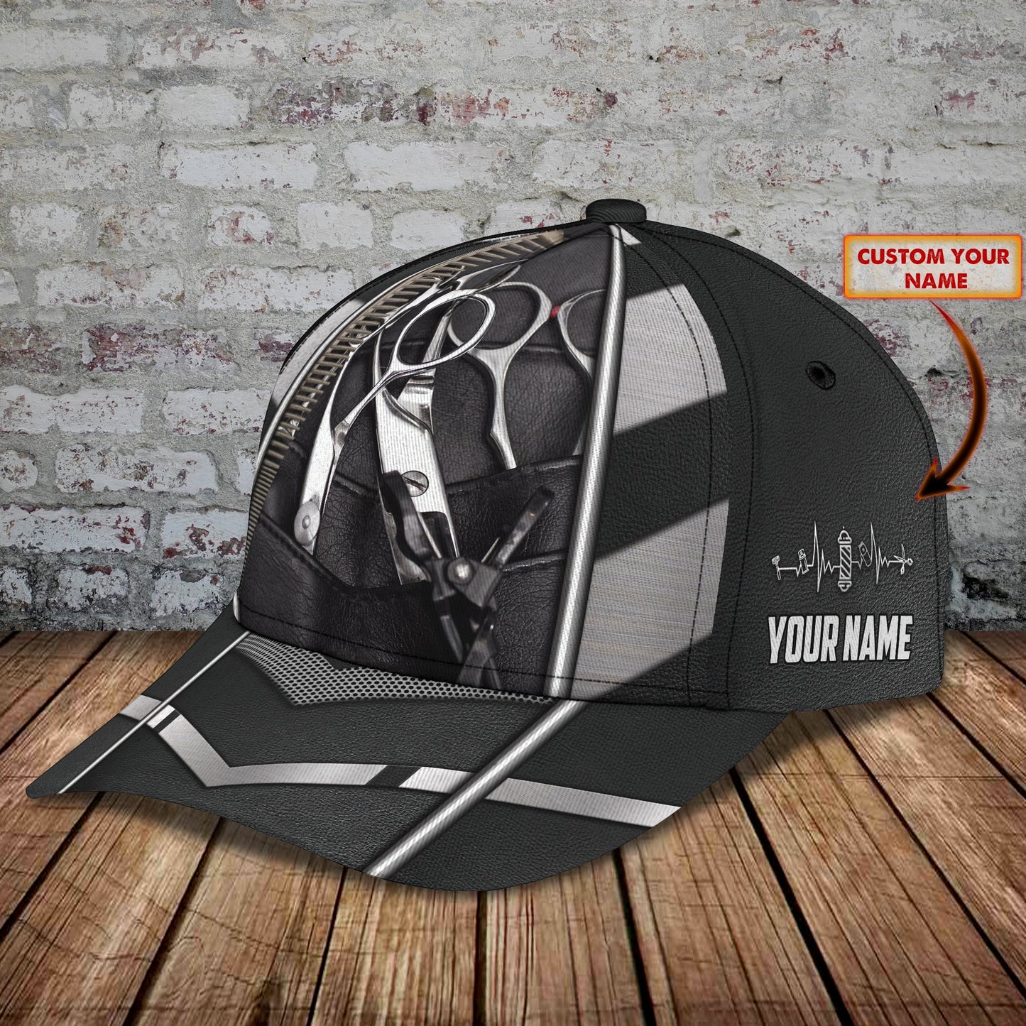 3D Classic Cap Scissors Personalized Name Cap Lasfour CA0825