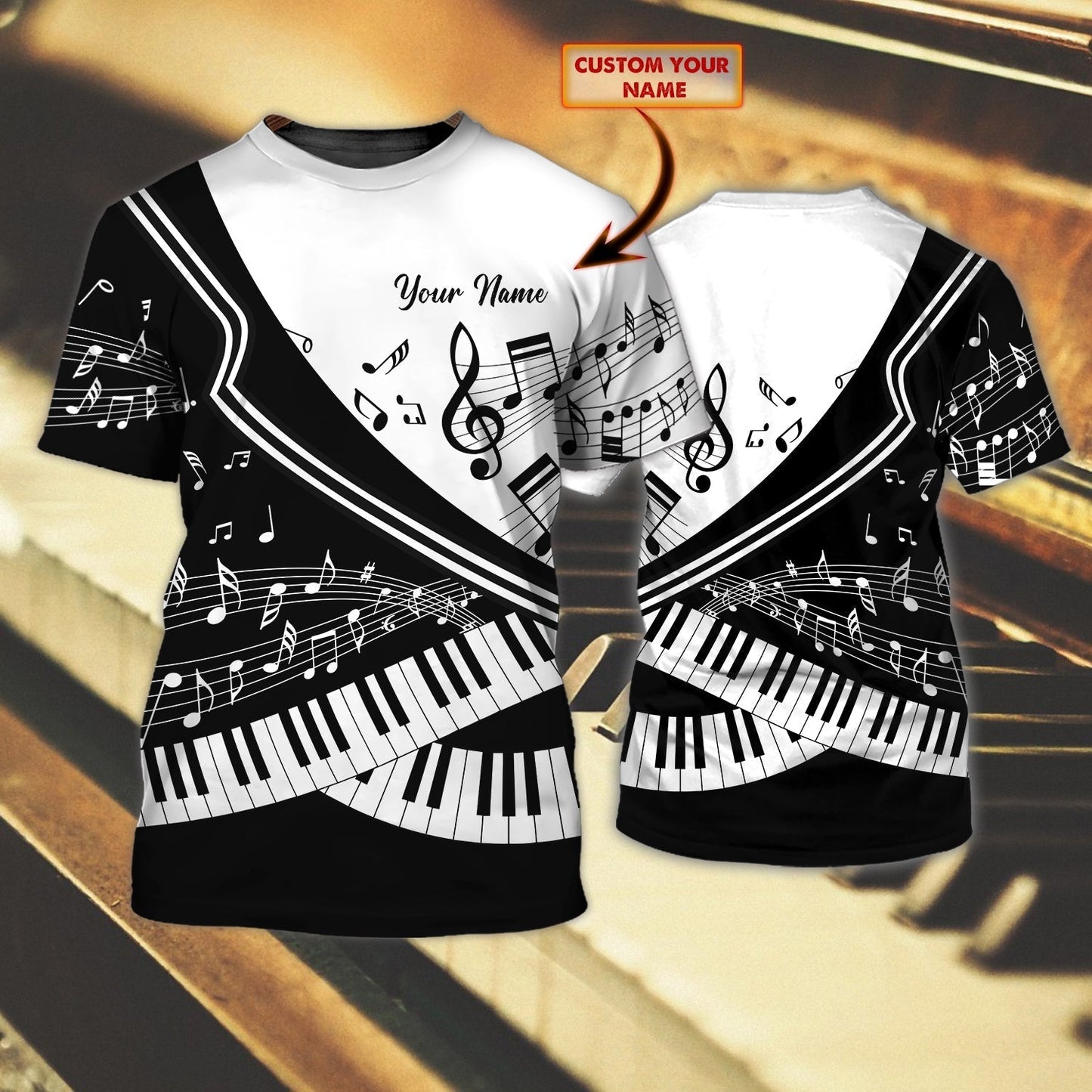 Personalized Piano Lover 3D All Over Print T Shirt, Gift For Piano Lovers, Musican Piano Sublimation Shirts TO0603