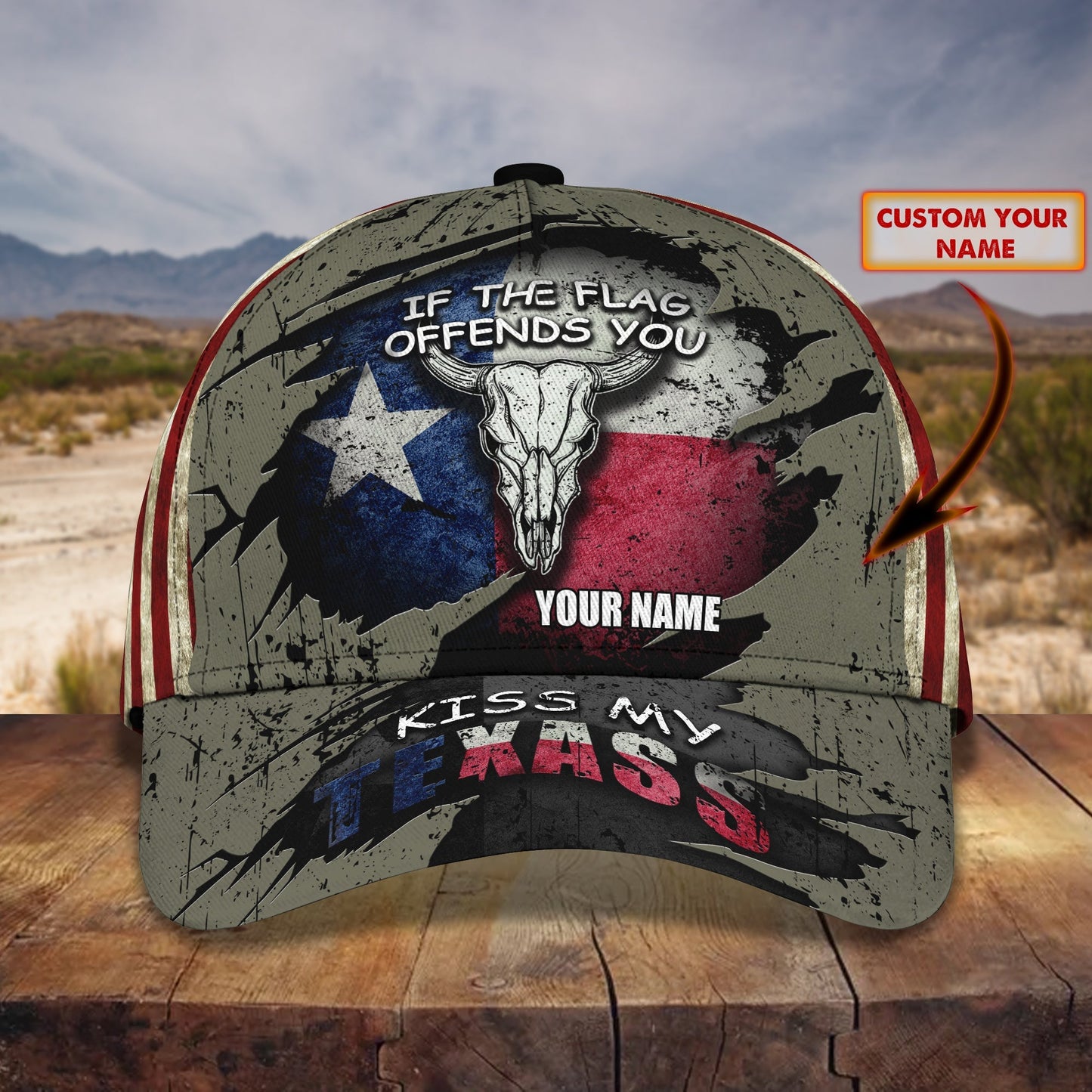 3D Classic Cap Texas2 Personalized Name Cap Lasfour CA2427