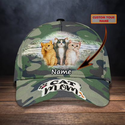 3D Classic Cap Cat Mom 86 Personalized Name Cap Lasfour CA1235