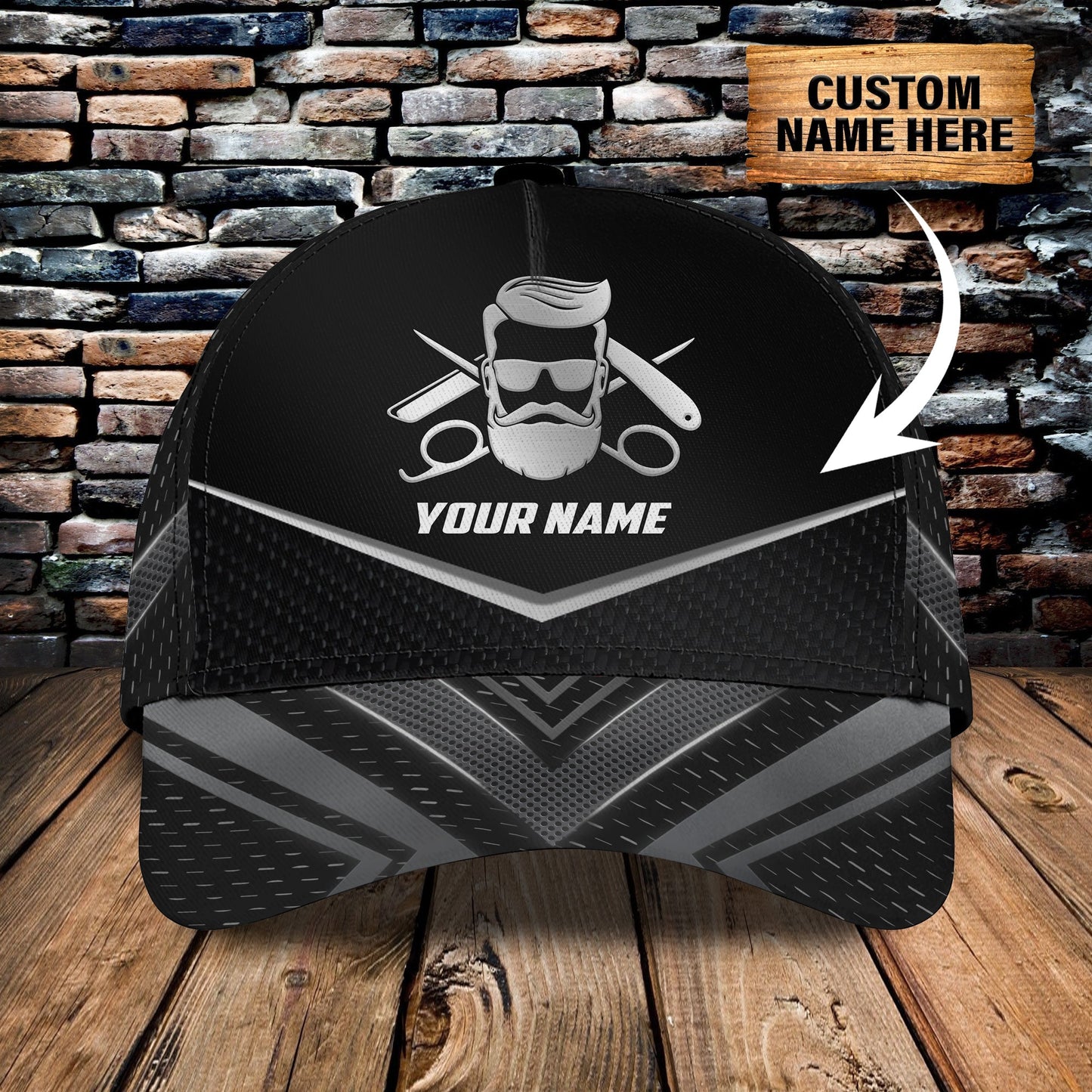 3D Classic Cap Barber Personalized Name Cap Lasfour CA1070