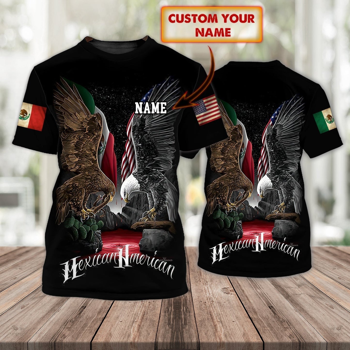 Customized Eagle Shirts, Mexican American T shirt 3D, Mexico Shirt TO0831