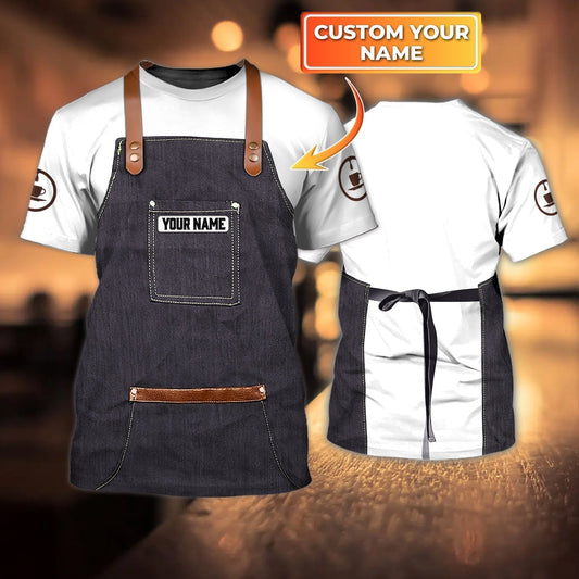 Customized Barist 3D Full Print Shirt Men Women Barista Uniform Coffee Shop Shirts TO1753