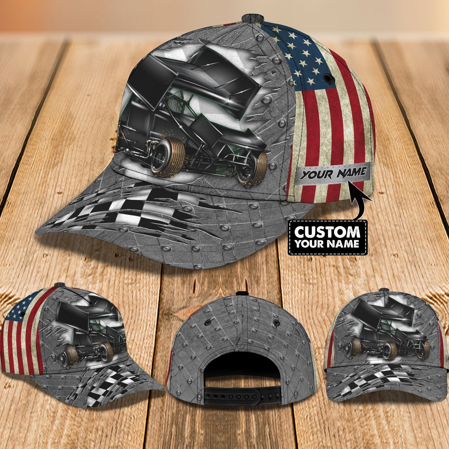 3D Classic Cap Sprint Car Racing Personalized Name Cap 8 Lasfour CA1026