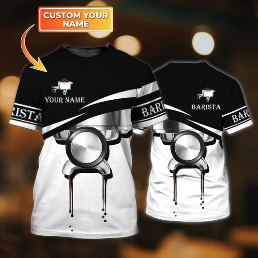 Custom 3D Barista T Shirt Black And White Barista Uniform Gift For Barista TO1750