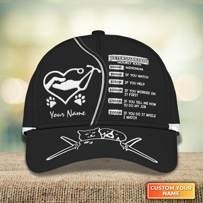 3D Classic Cap Veterinarian Hourly Rate Veterinarian Uniform Black Personalized Name 3D Cap 706 Lasfour CA2170