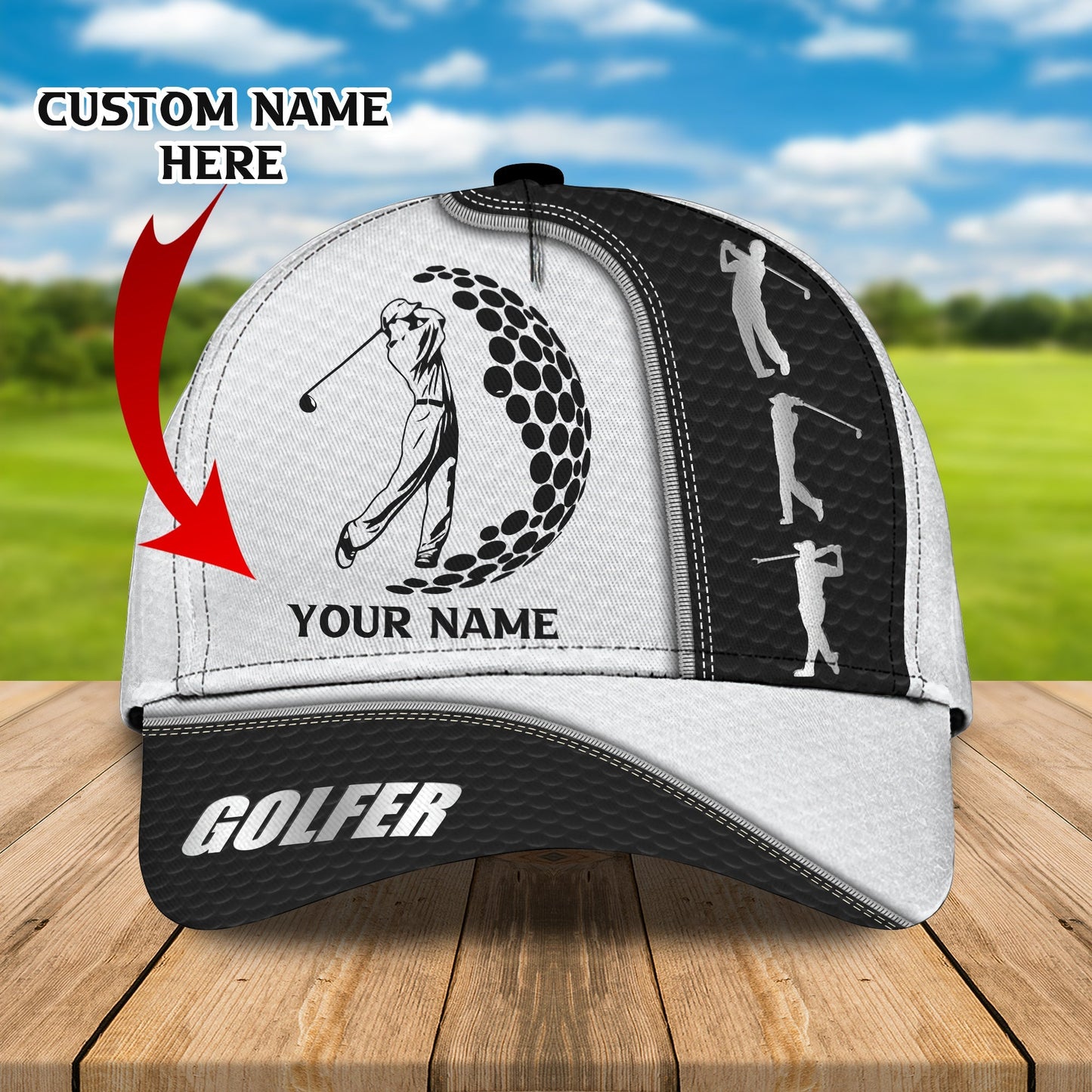 3D Classic Cap Golfer Personalized Name Cap Lasfour CA0566