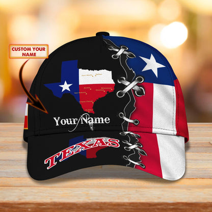3D Classic Cap Texas Personalized Name Cap 175 Lasfour CA1803