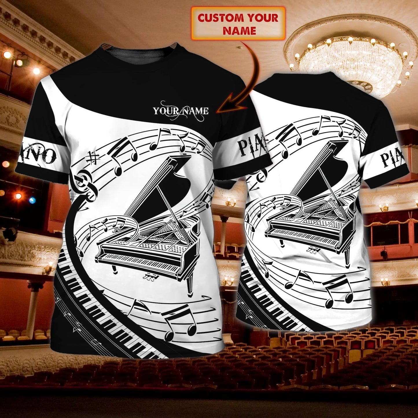 Customized 3D All Over Print Tshirt For Pianist, Present To Piano Lovers, Piano Shirt For Him, Her TO0737