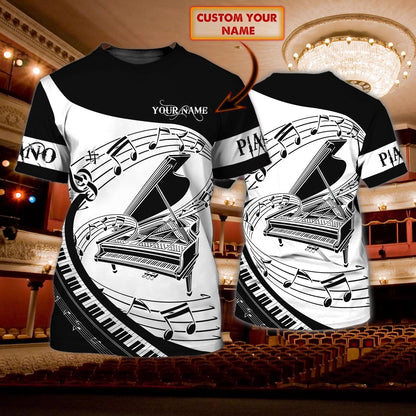Customized 3D All Over Print Tshirt For Pianist, Present To Piano Lovers, Piano Shirt For Him, Her TO0737