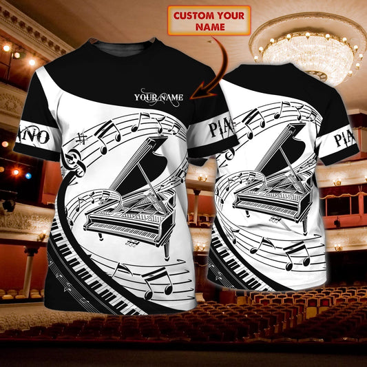 Customized 3D All Over Print Tshirt For Pianist, Present To Piano Lovers, Piano Shirt For Him, Her TO0737