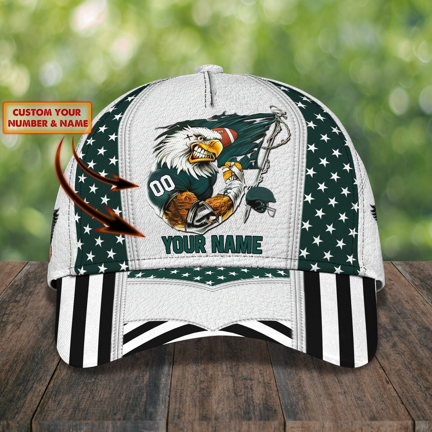 3D Classic Cap Football America Personalized Name Cap Lasfour CA1871