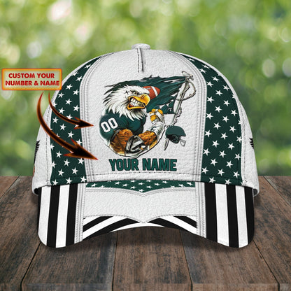 3D Classic Cap Football America Personalized Name Cap Lasfour CA1871