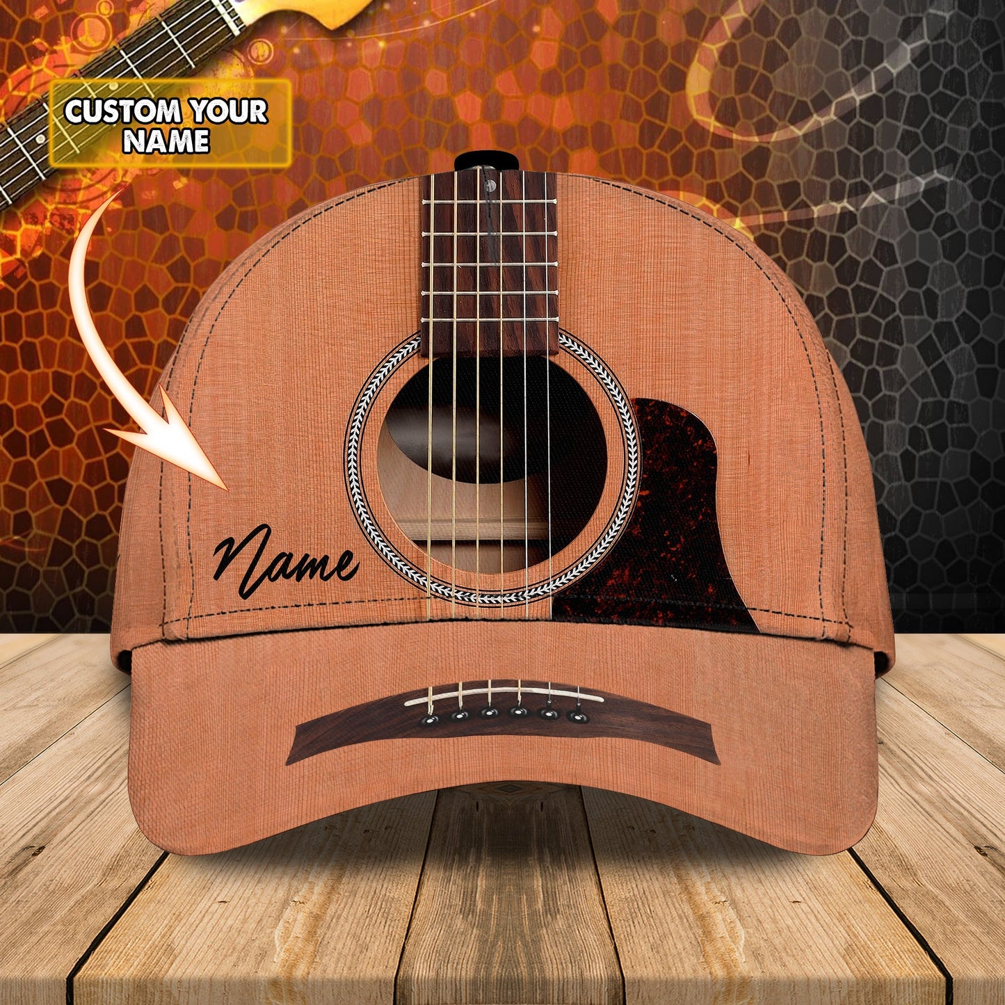 3D Classic Cap Guitar Personalized Name Cap Lasfour CA2423