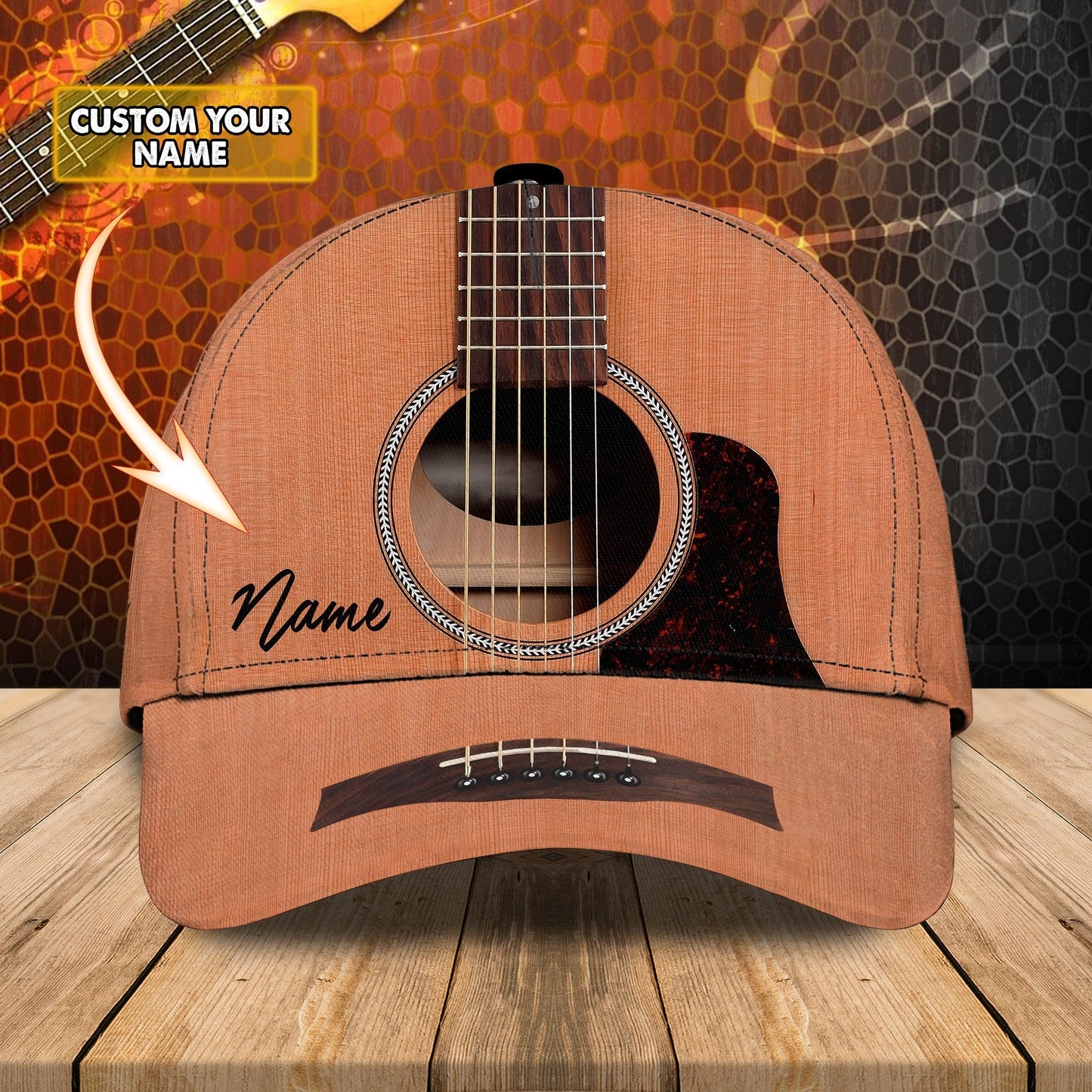 3D Classic Cap Guitar Personalized Name Cap Lasfour CA1838