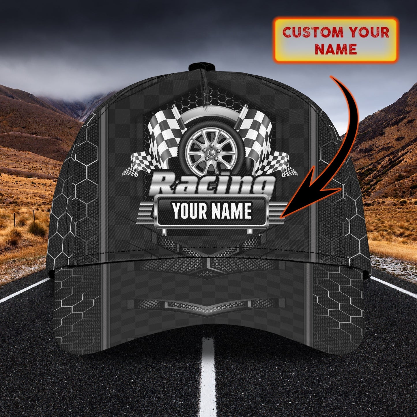 3D Classic Cap Racing Personalized Name Cap Lasfour CA0596