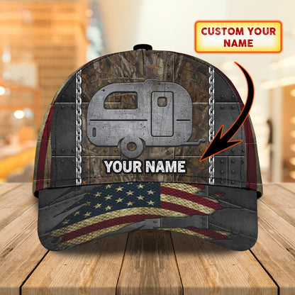 3D Classic Cap Camping Caravan Personalized Name Cap Lasfour CA1955