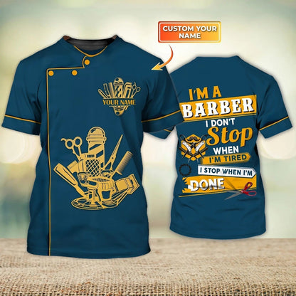 Custom Name 3D T Shirt For Barber Hairdresser Houry Rate Stylist Hairdresser Uniform Pink TO1940