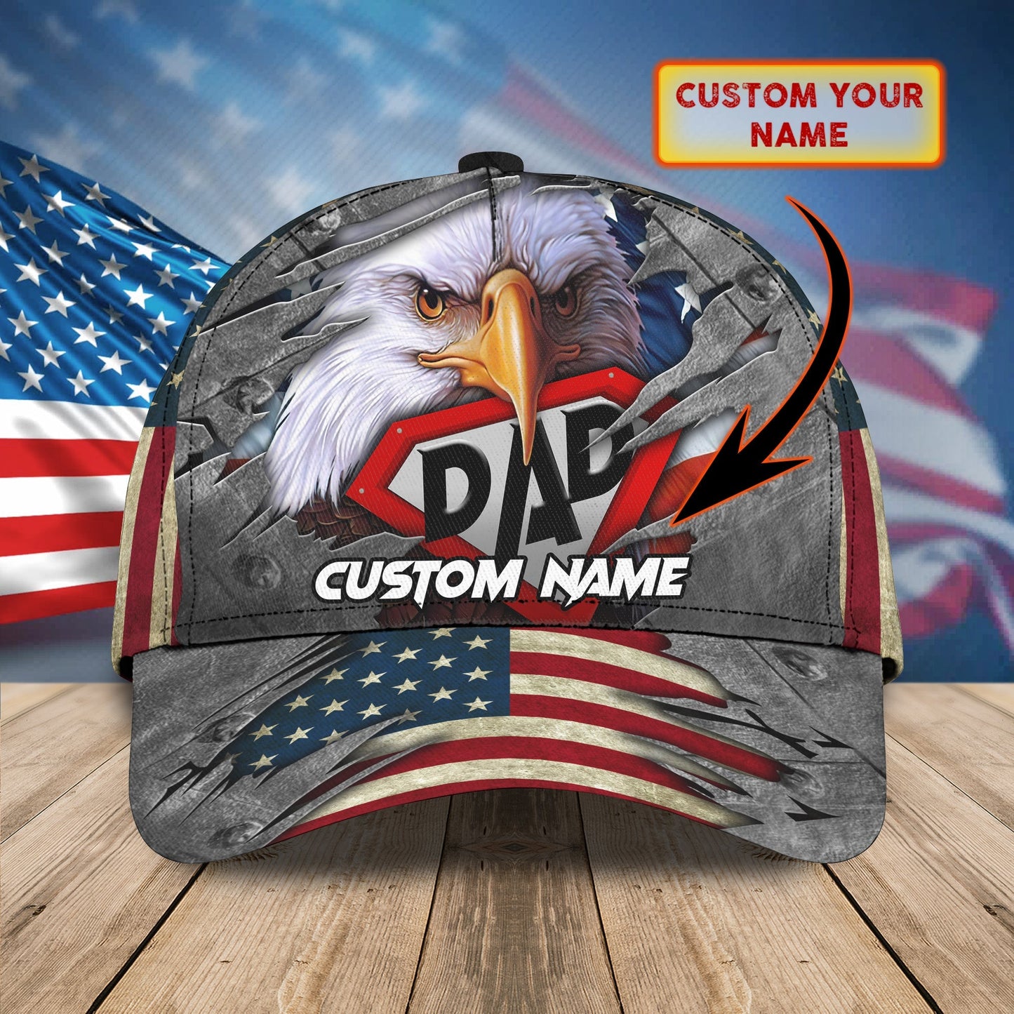 3D Classic Cap Personalized Name Cap Super Dad Lasfour CA0618