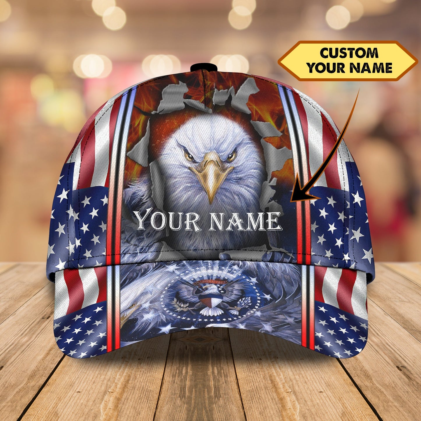 3D Classic Cap America Egagle Personalized Name Cap 01 Lasfour CA1814