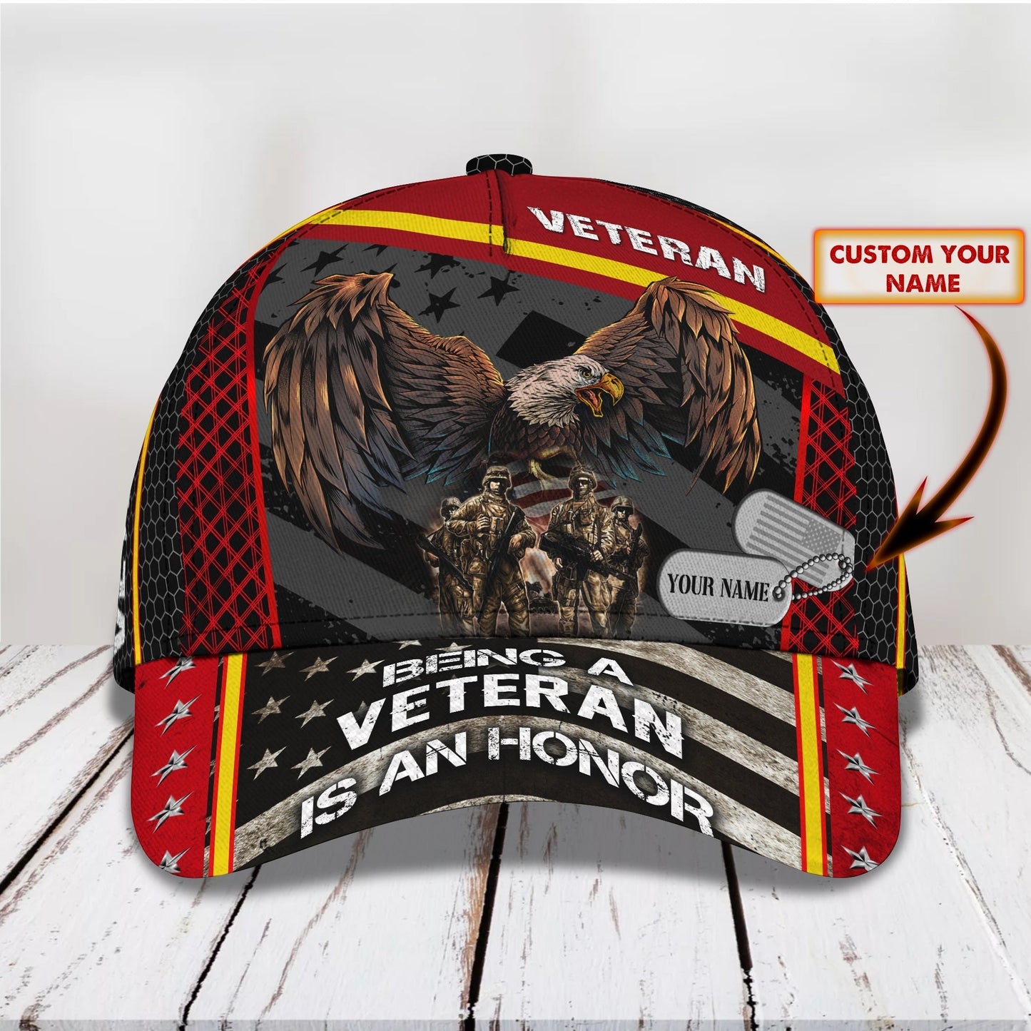 3D Classic Cap Veteran 0201 Personalized Name Cap Lasfour CA2117