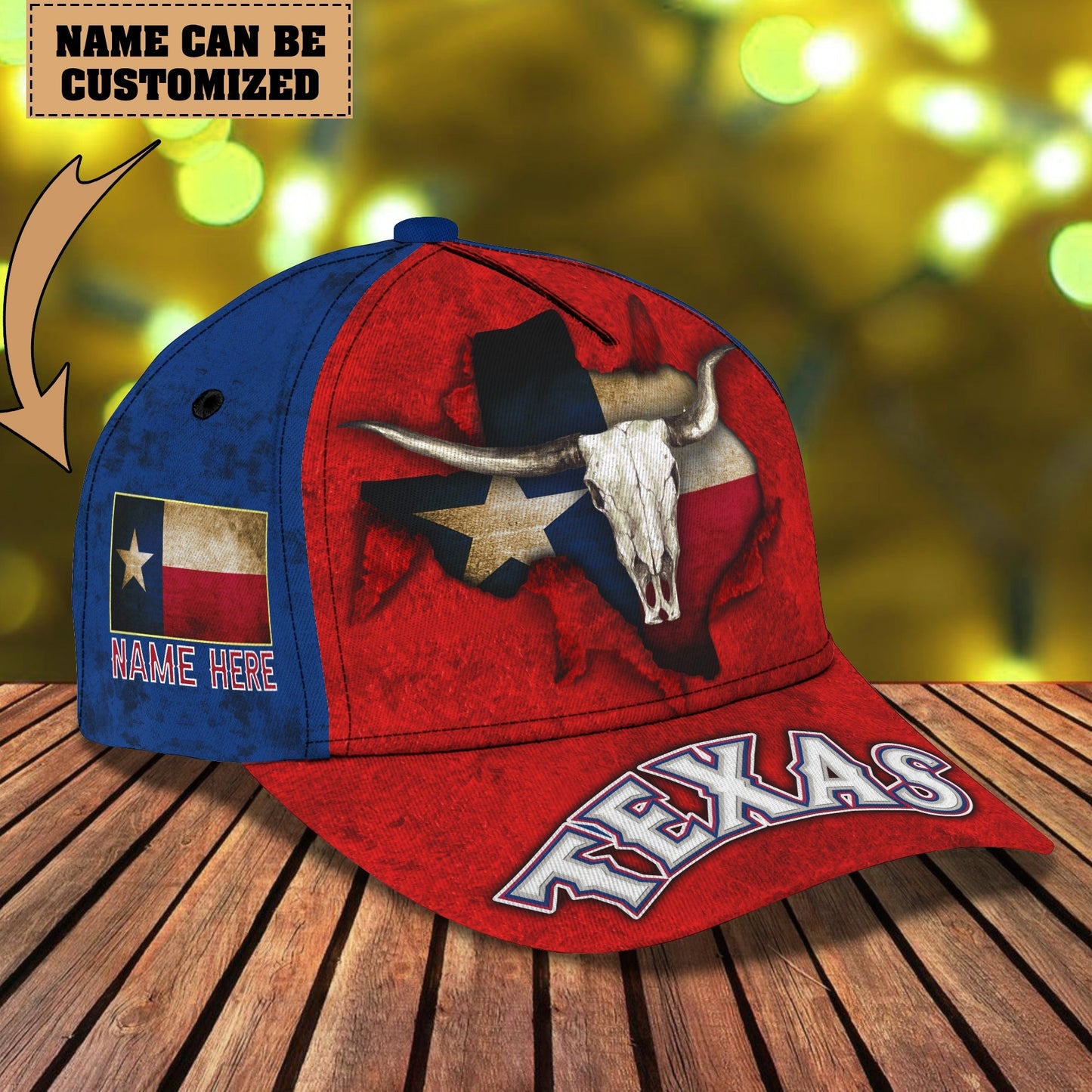 3D Classic Cap Texas Personalized Name Cap 12 Lasfour CA1477