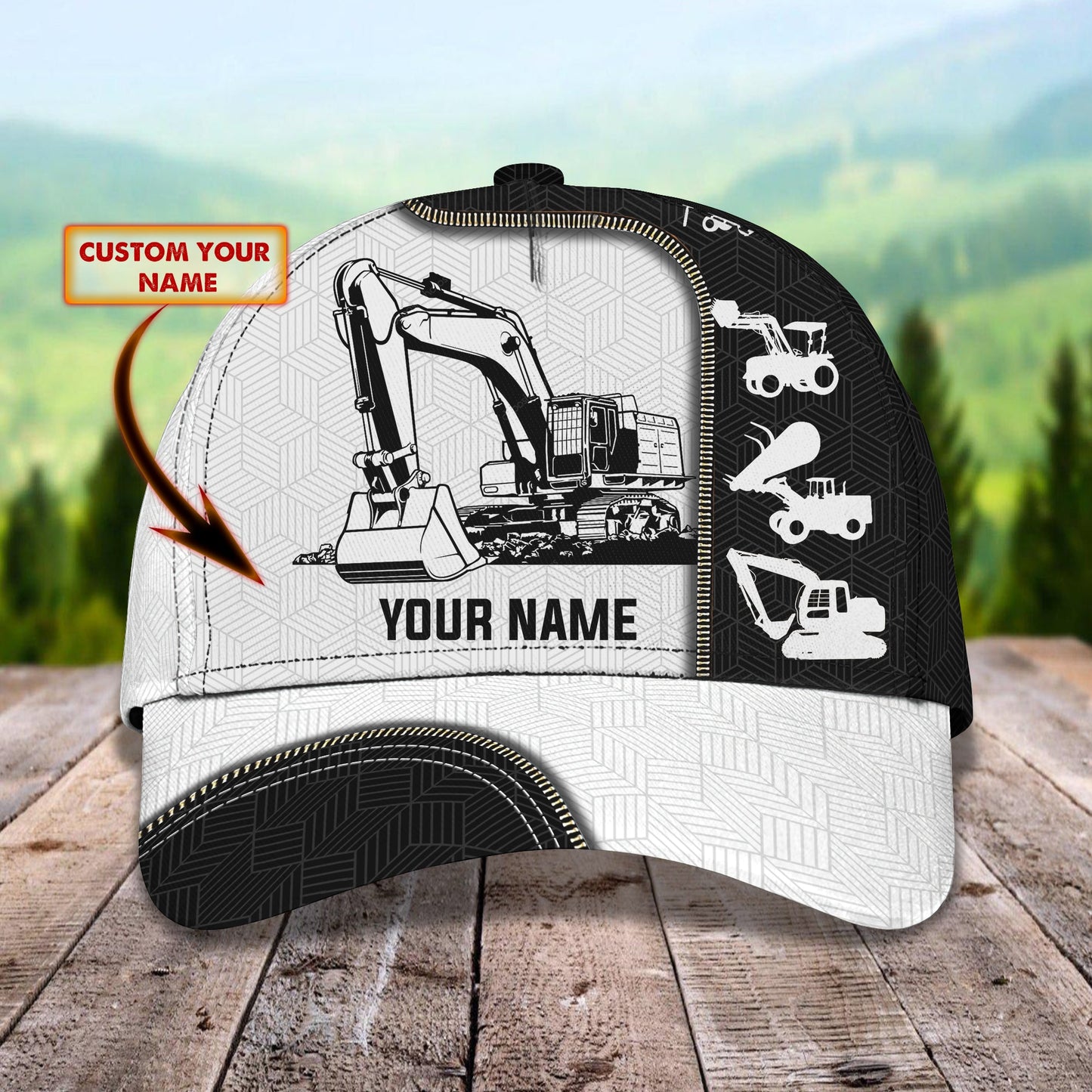 3D Classic Cap Excavator Personalized Name Cap 01 Lasfour CA0782