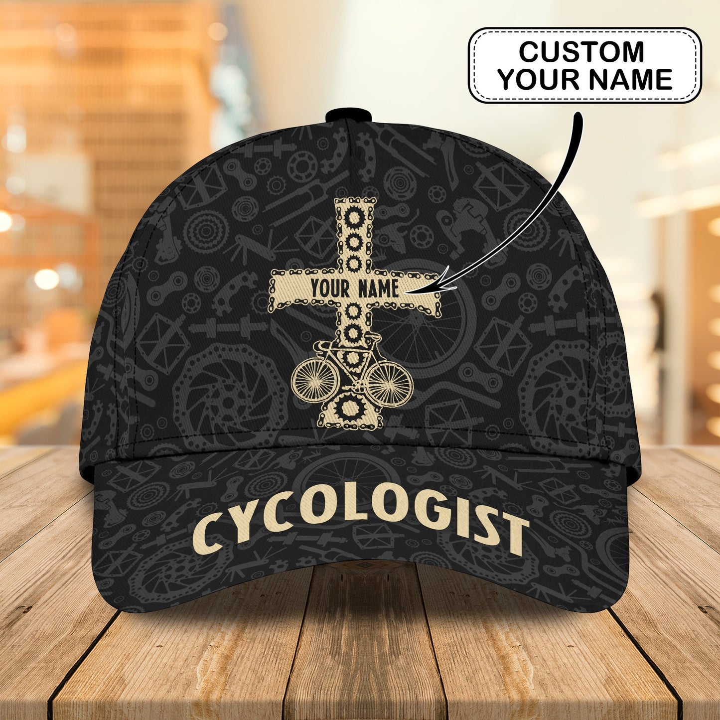 3D Classic Cap Cycologist Personalized Name Cap Lasfour CA0532