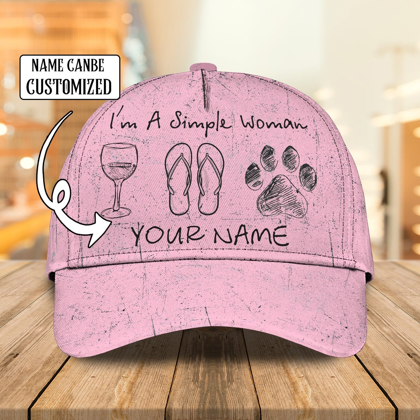 3D Classic Cap I Am A Simple Woman Personalized Name Cap 8 Lasfour CA0602
