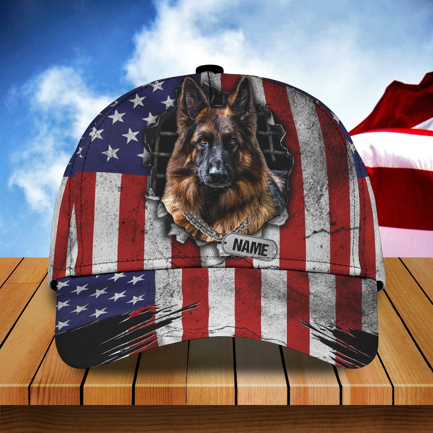 3D Classic Cap German Shepherd Personalized Name Cap Lasfour CA0704