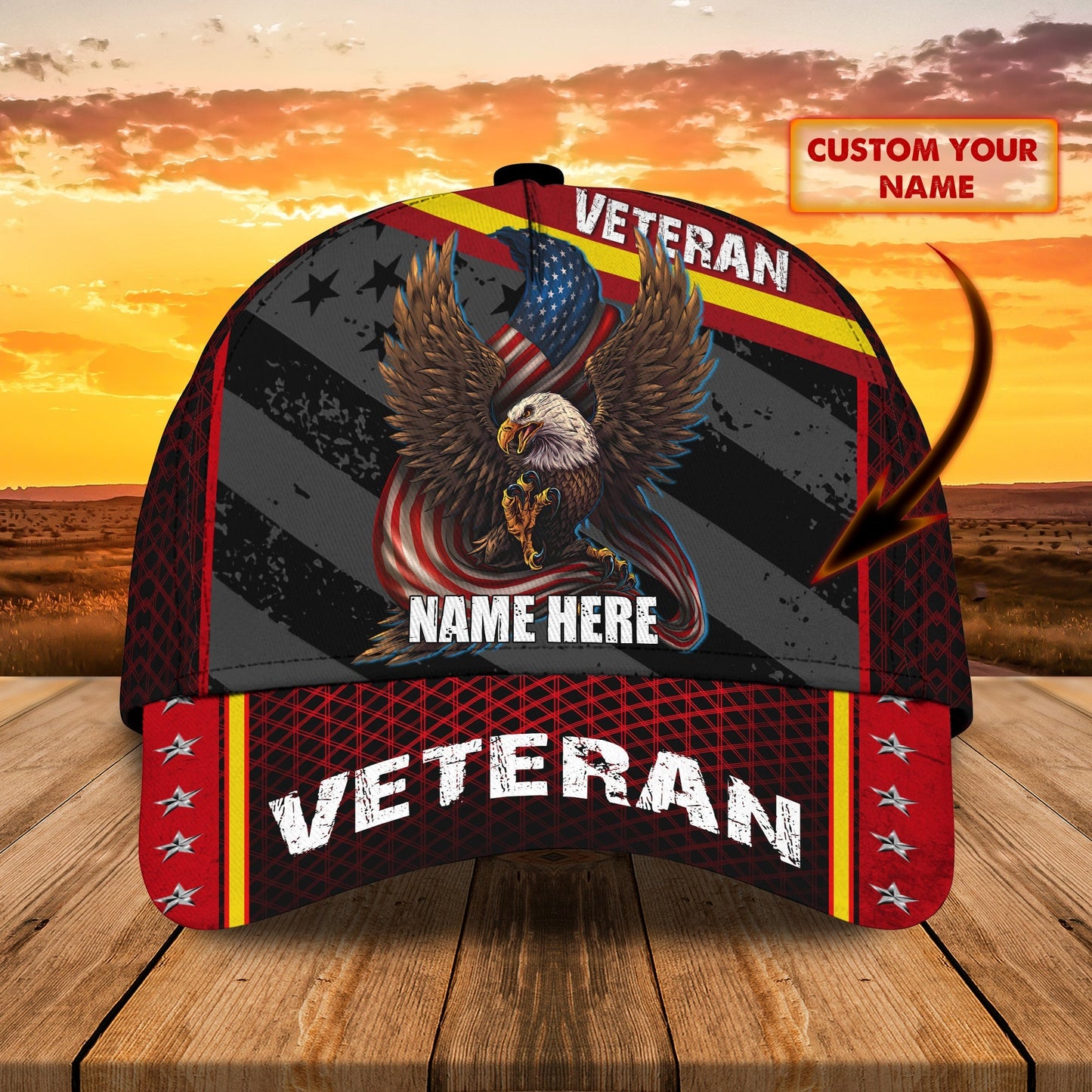 3D Classic Cap Veteran Personalized Name Cap 01 Lasfour CA0737